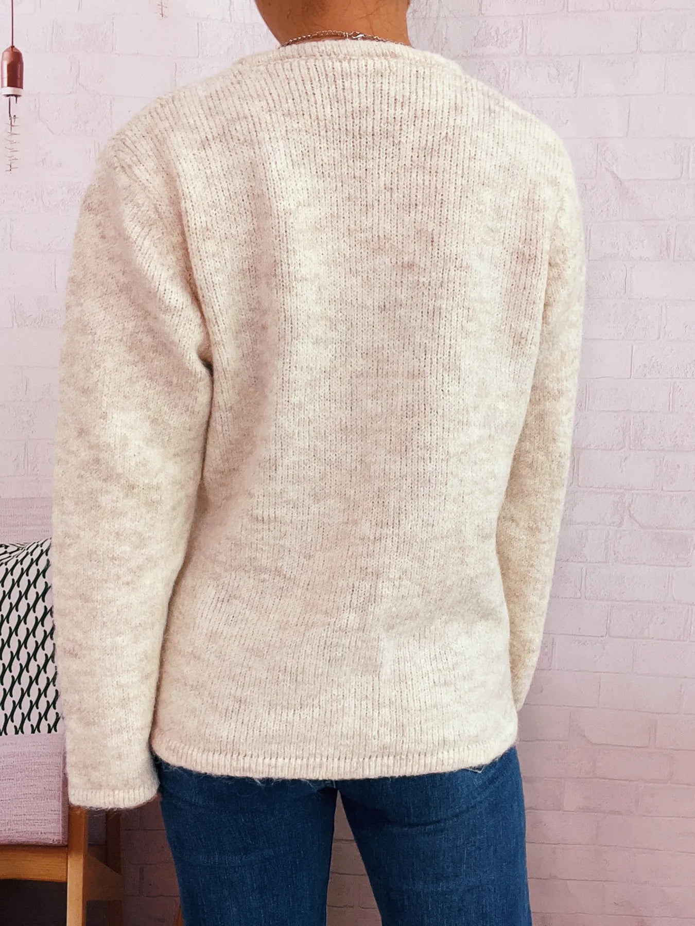 Button-Front Side-Tie Sweater