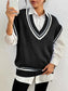 Contrast Trim V-Neck Sweater Vest nicholesgifts