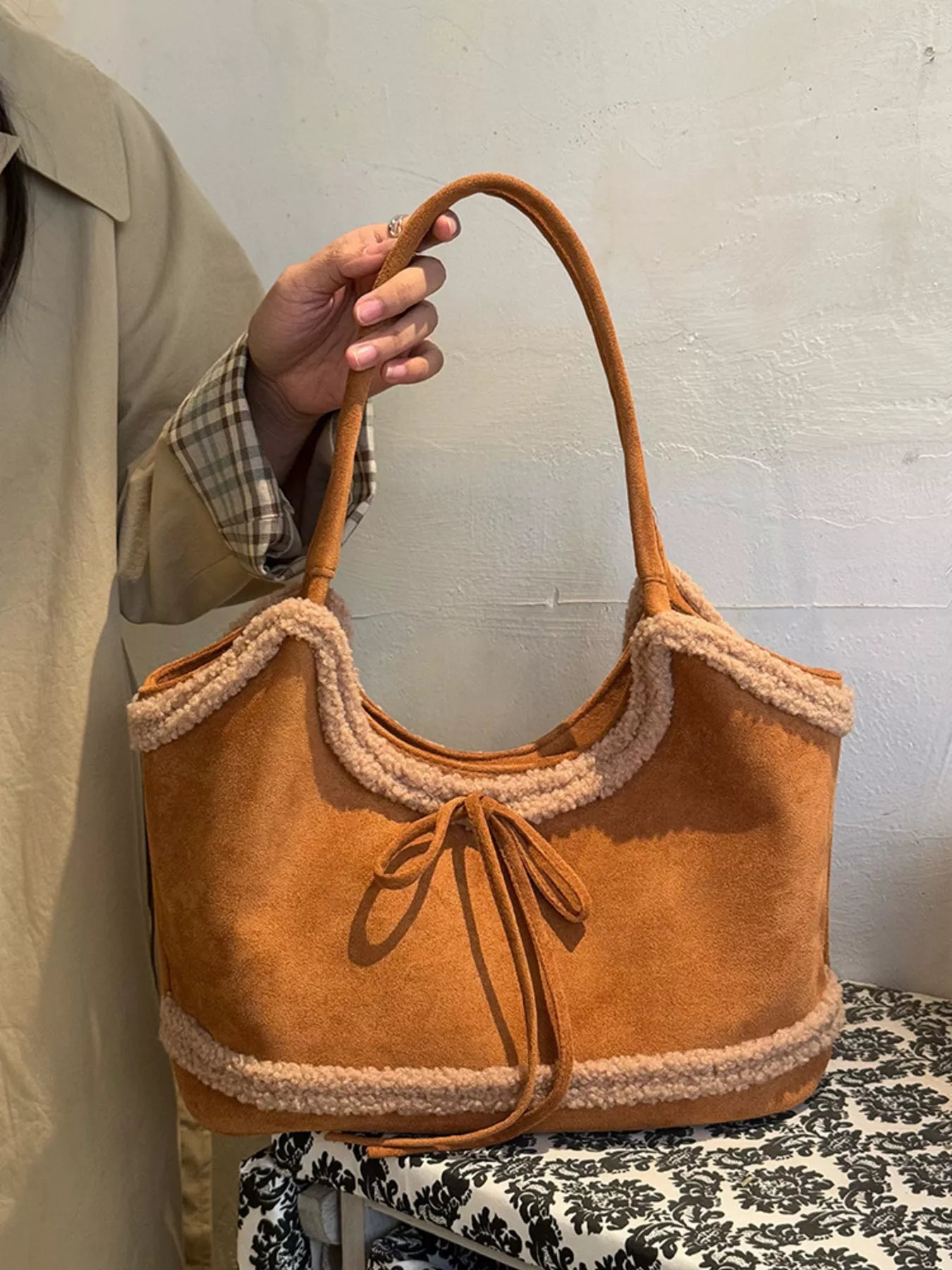 Plush Trim Shoulder Bag nicholesgifts