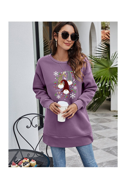 Graphic Round Neck Dropped Shoulder Sweatshirt