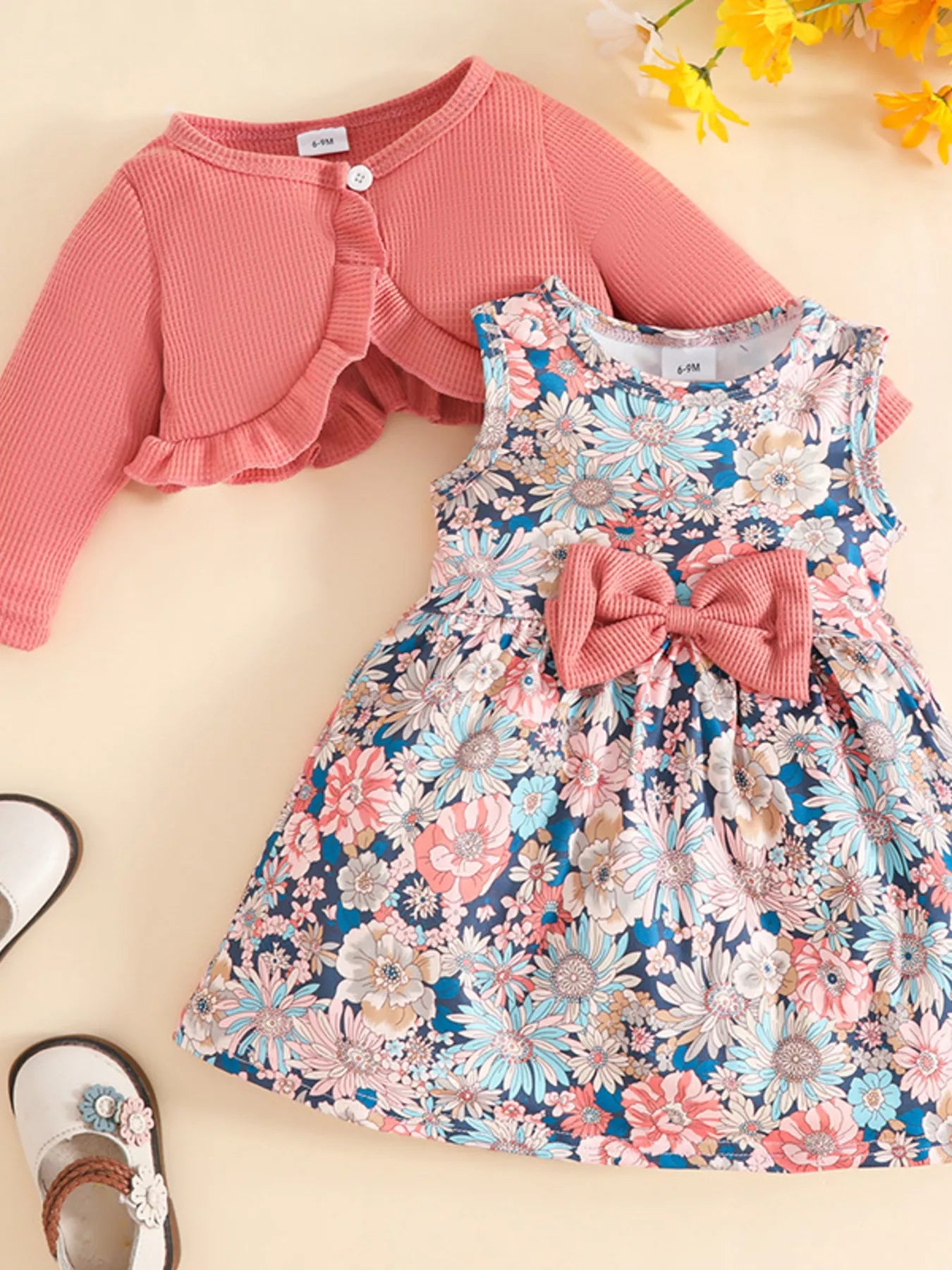 Children's Floral Print Dress & Cardigan Set NicholesGifts