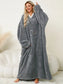 Pocketed Contrast Long Sleeve Hooded Lounge Dress nicholesgifts