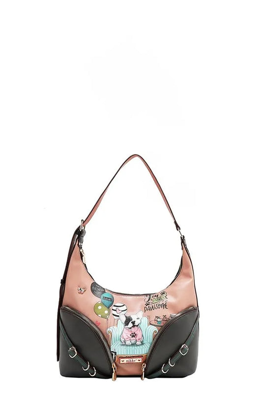 Nicole Lee USA Party King Shoulder Bag with 2 Accessory Pockets Front Trendsi