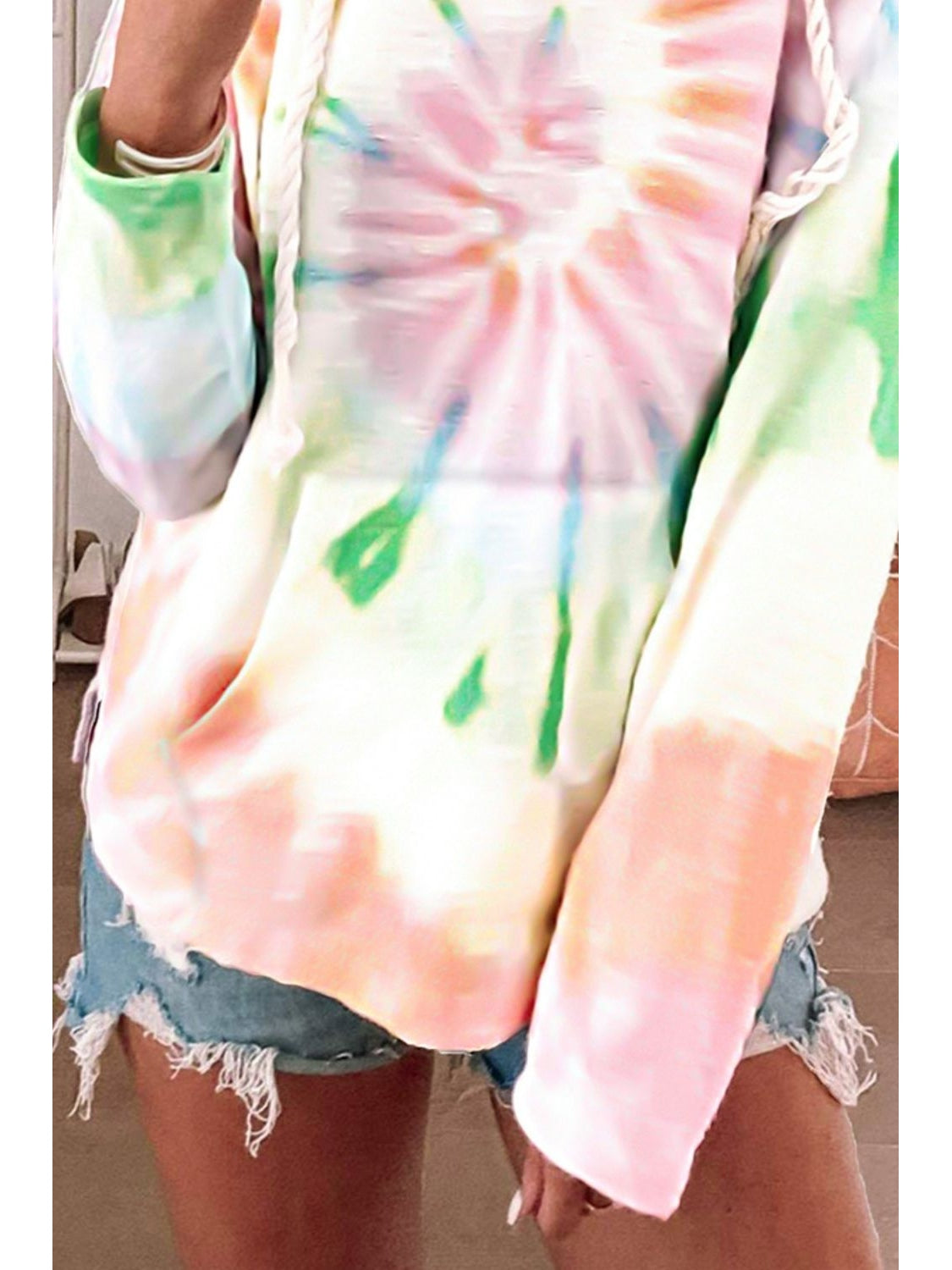 NicholesGifts Women Drawstring Tie-Dye Long Sleeve Hoodie NicholesGifts
