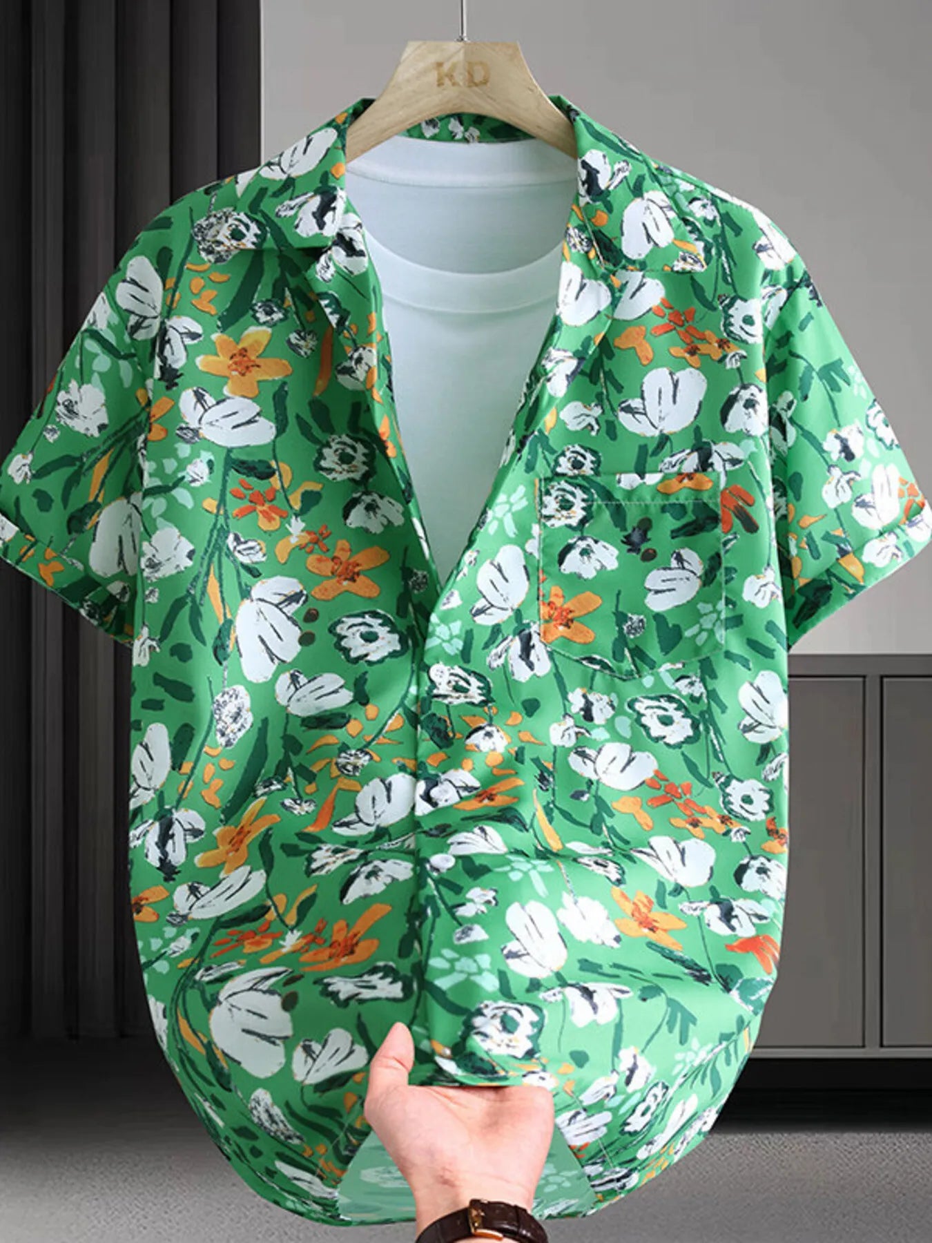 Men's Plus Size Hawaiian Print Short Sleeve Shirt NicholesGifts