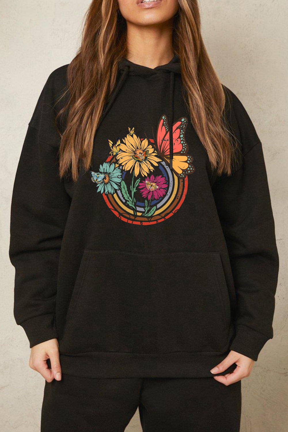 Simply Love Simply Love Full Size Butterfly and Flower Graphic Hoodie Trendsi