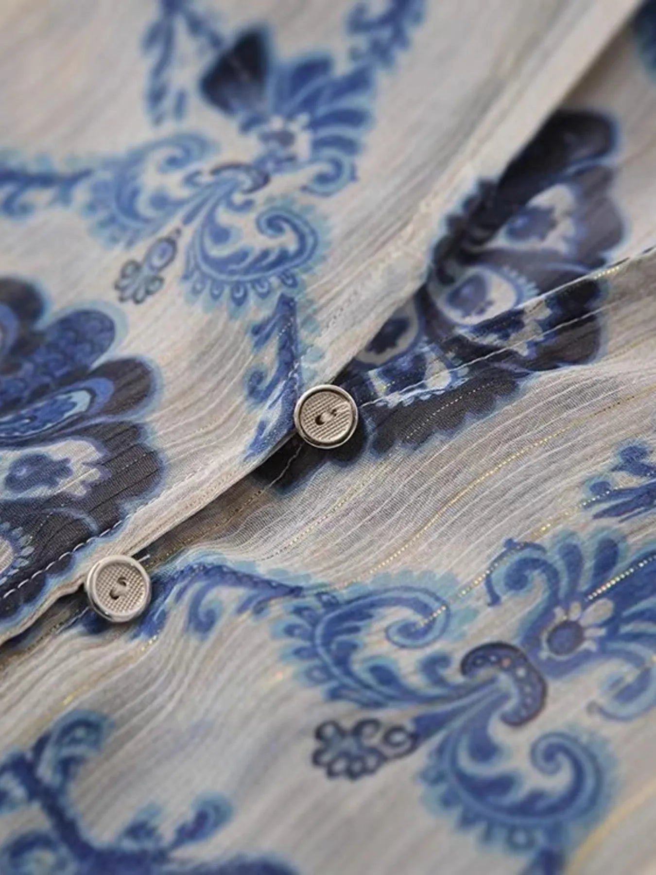 Printed Button Up Long Sleeve Dress NicholesGifts