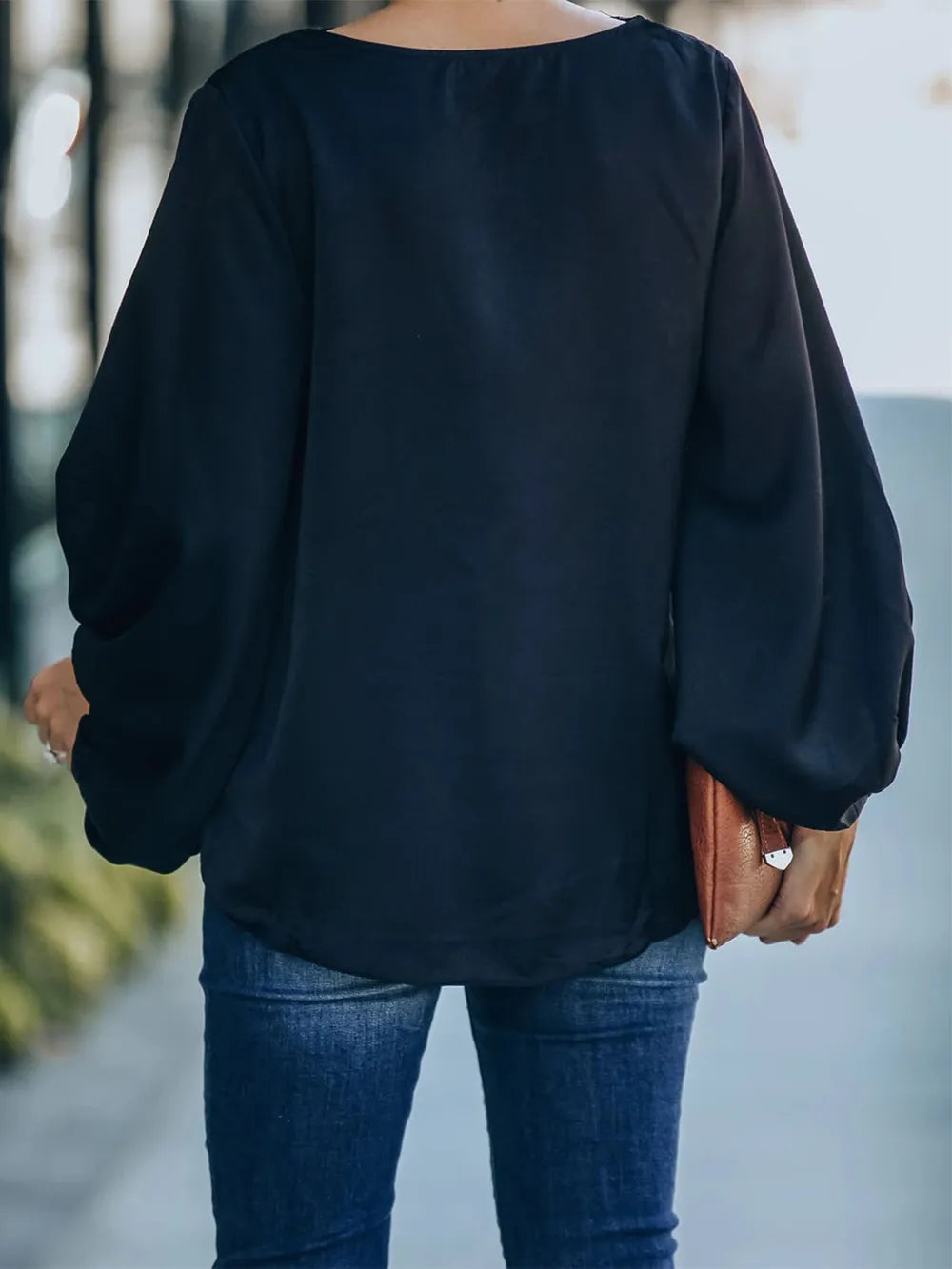 Lace Detail V-Neck Long Sleeve Blouse NicholesGifts