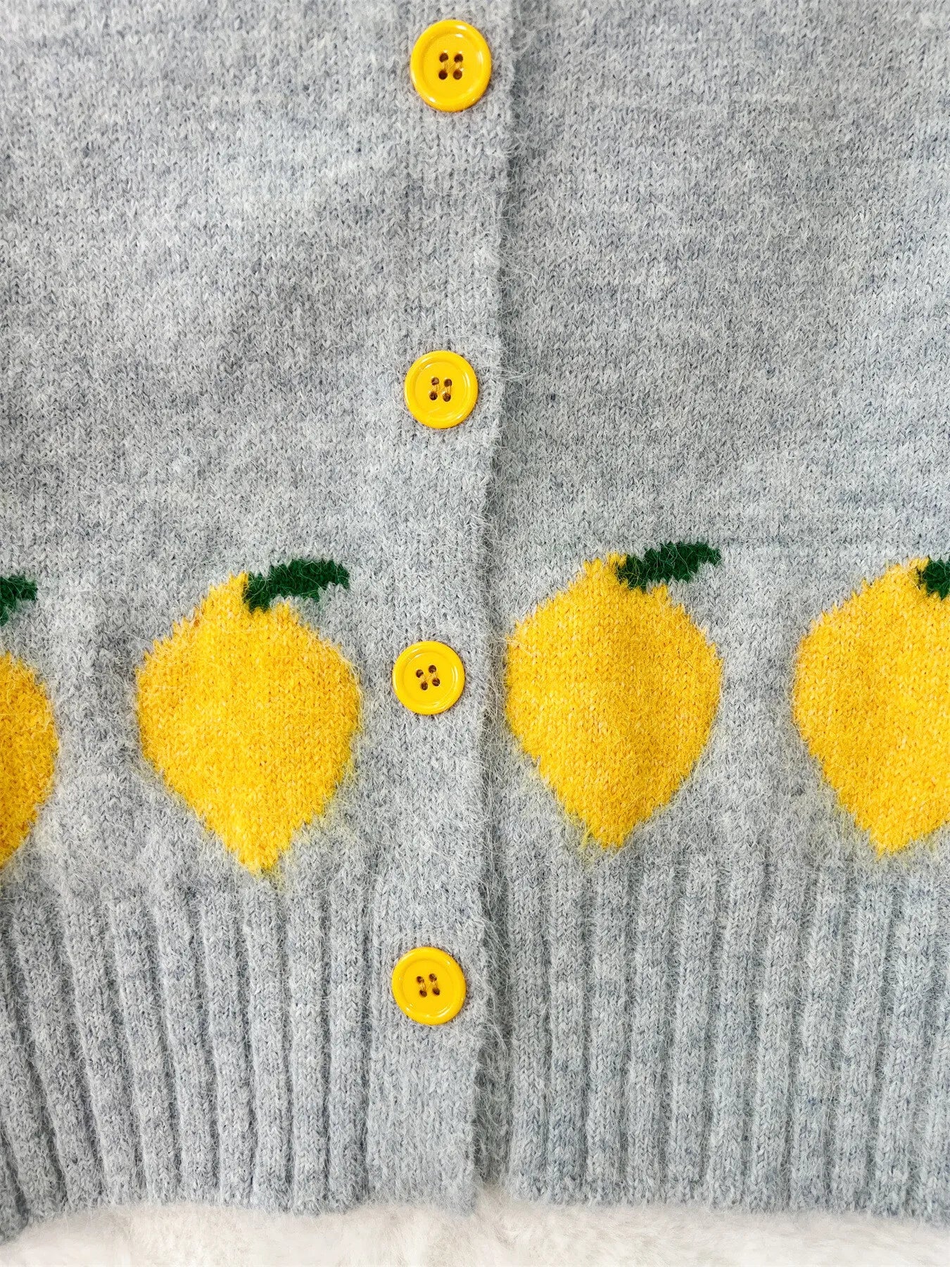 Lemon Pattern Button-Up Cardigan