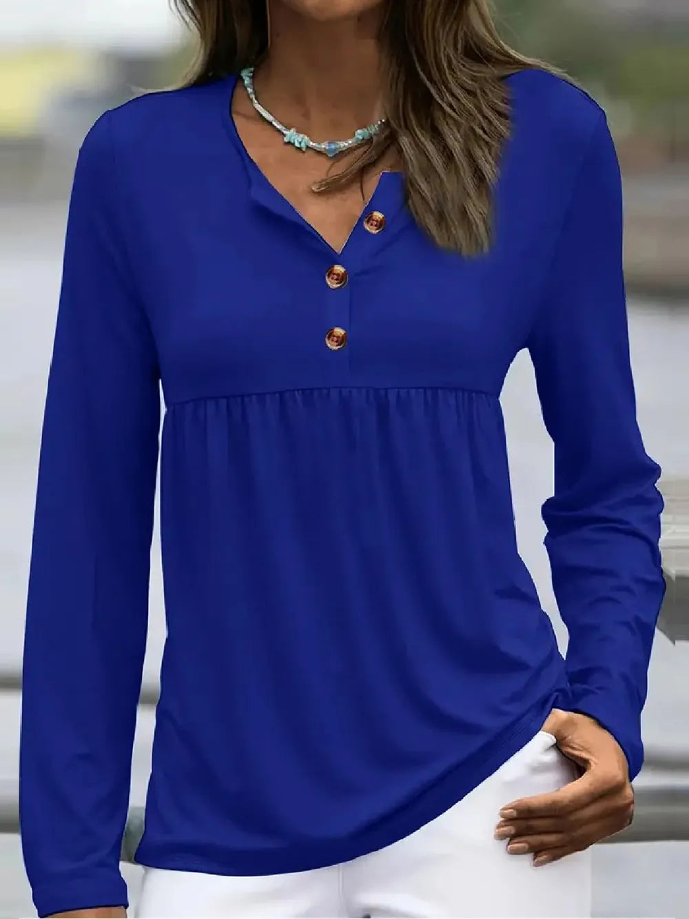 Half Button Long Sleeve T-Shirt nicholesgifts
