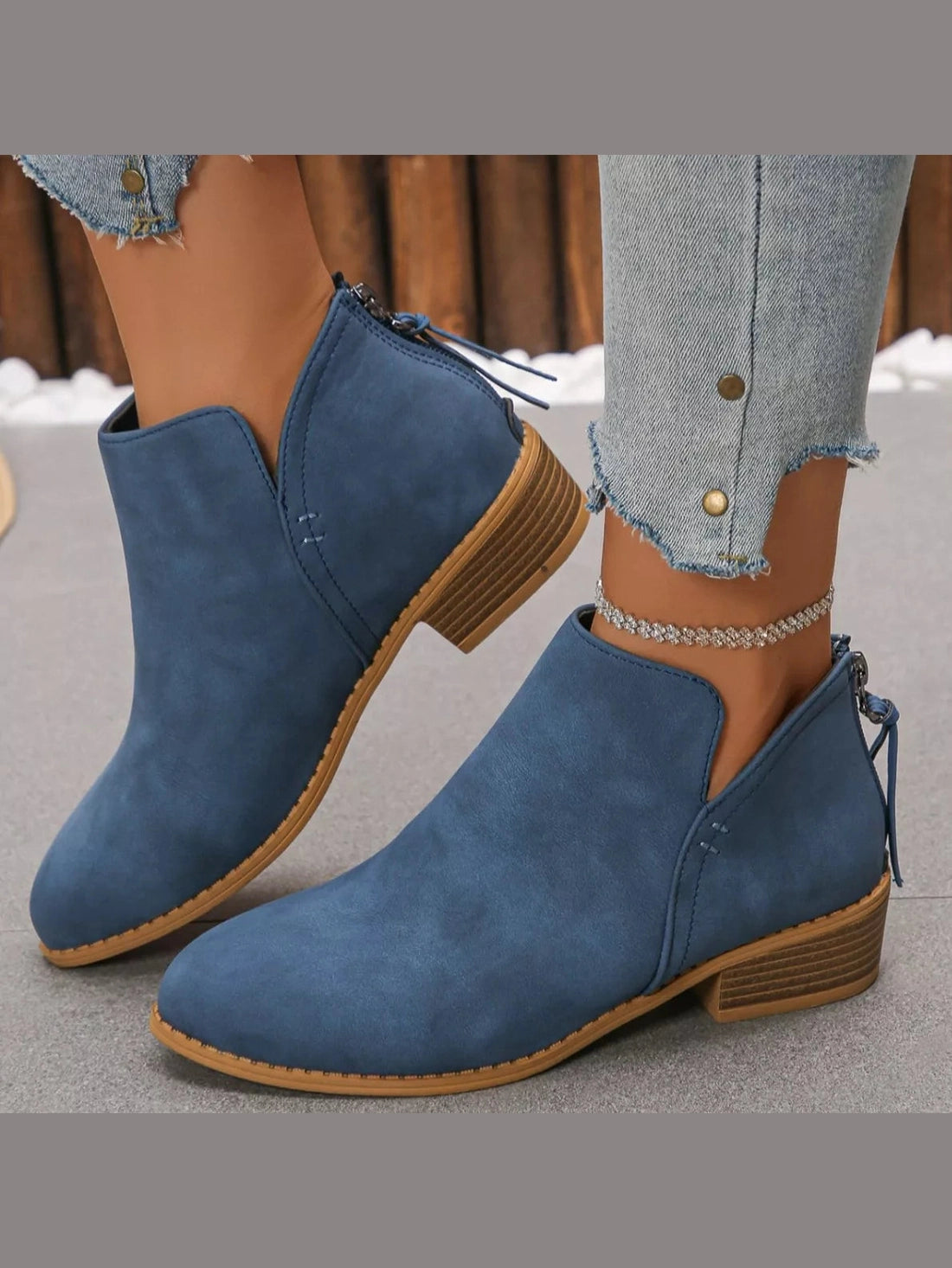 Women Point Toe Block Heels Boots nicholesgifts