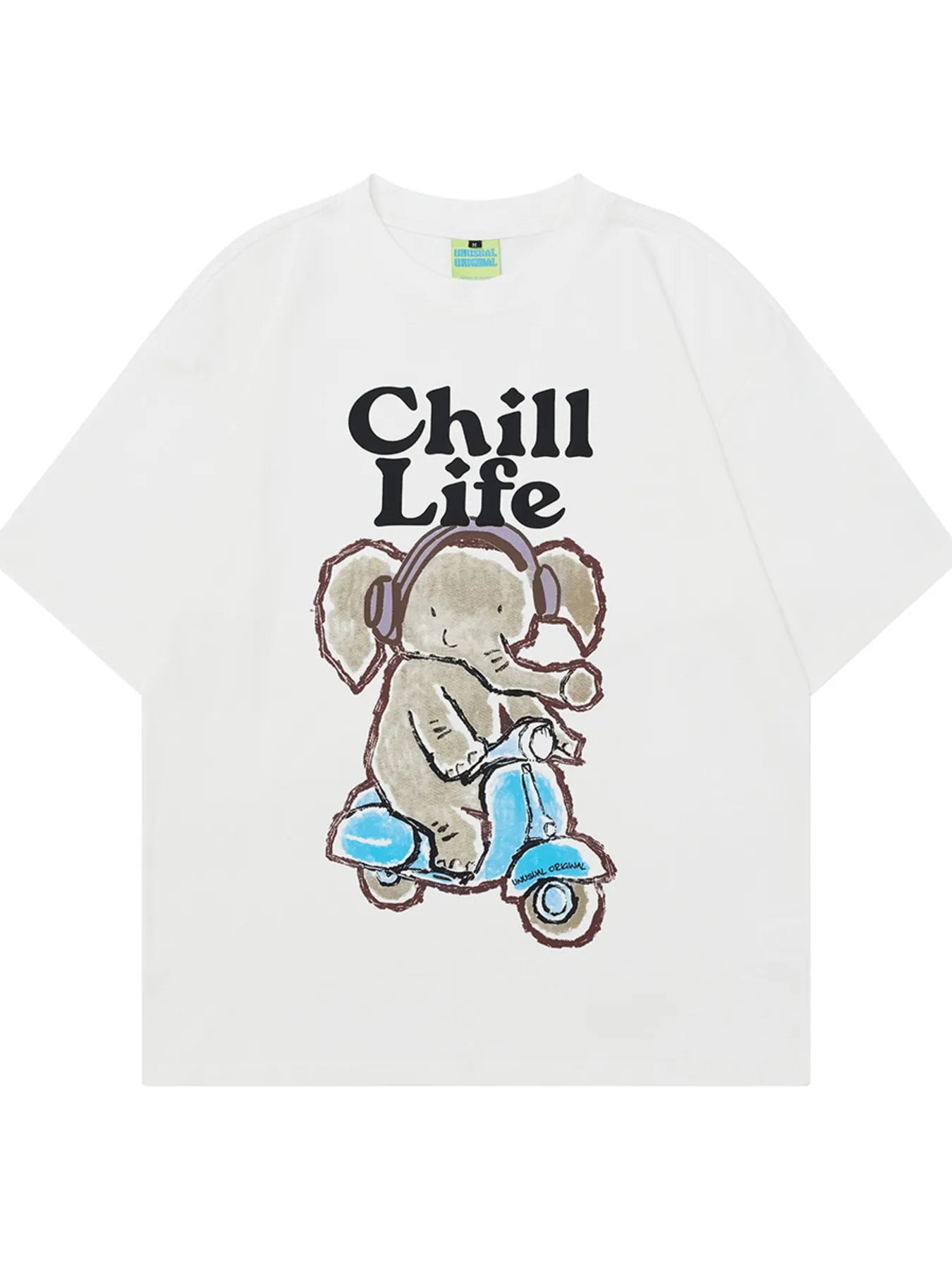 Men's Casual Elephant Graphic Short Sleeve Oversized T-Shirt Trendsi