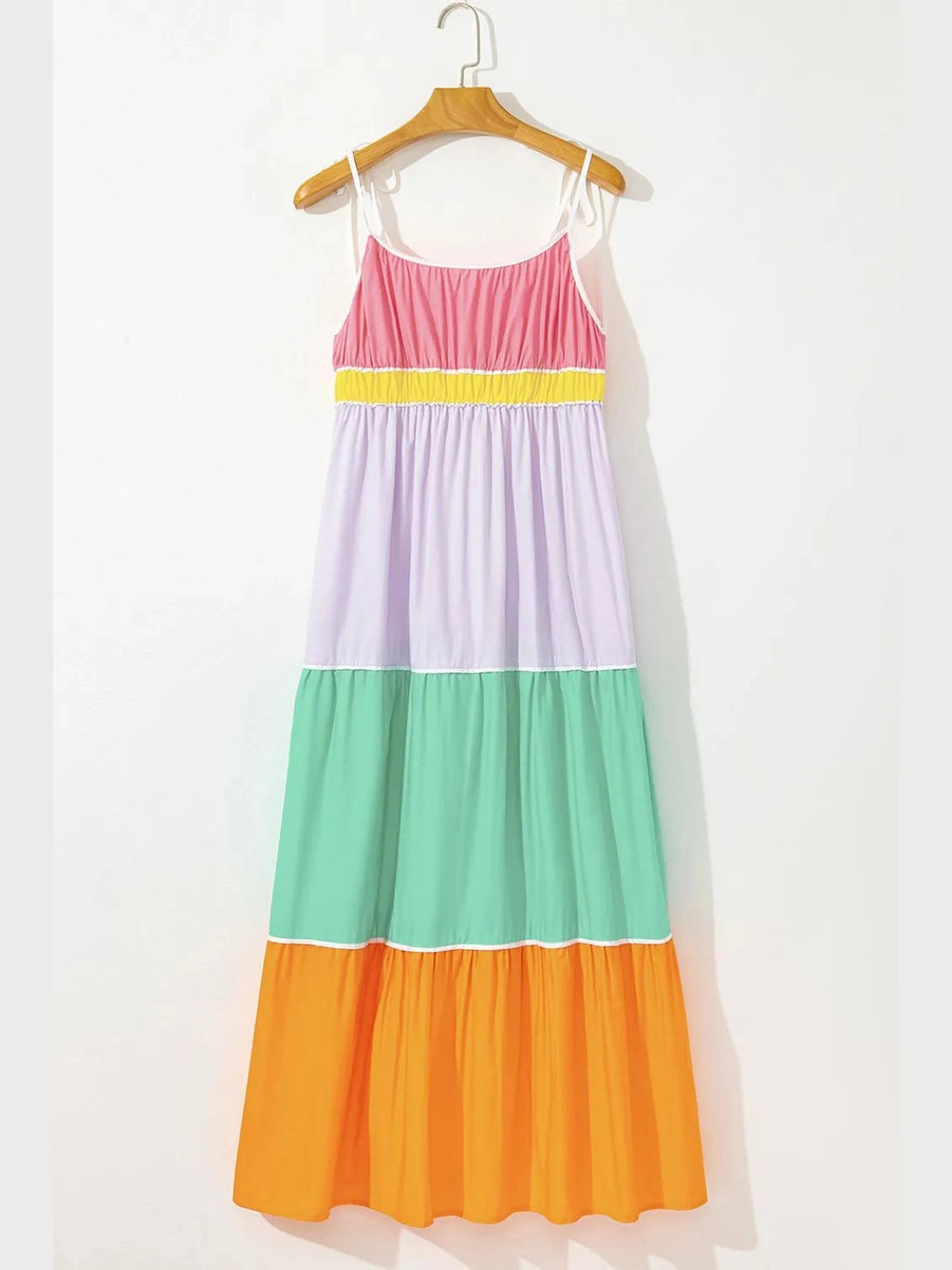 Color Block Flowy Tiered Maxi Dress with Pockets NicholesGifts