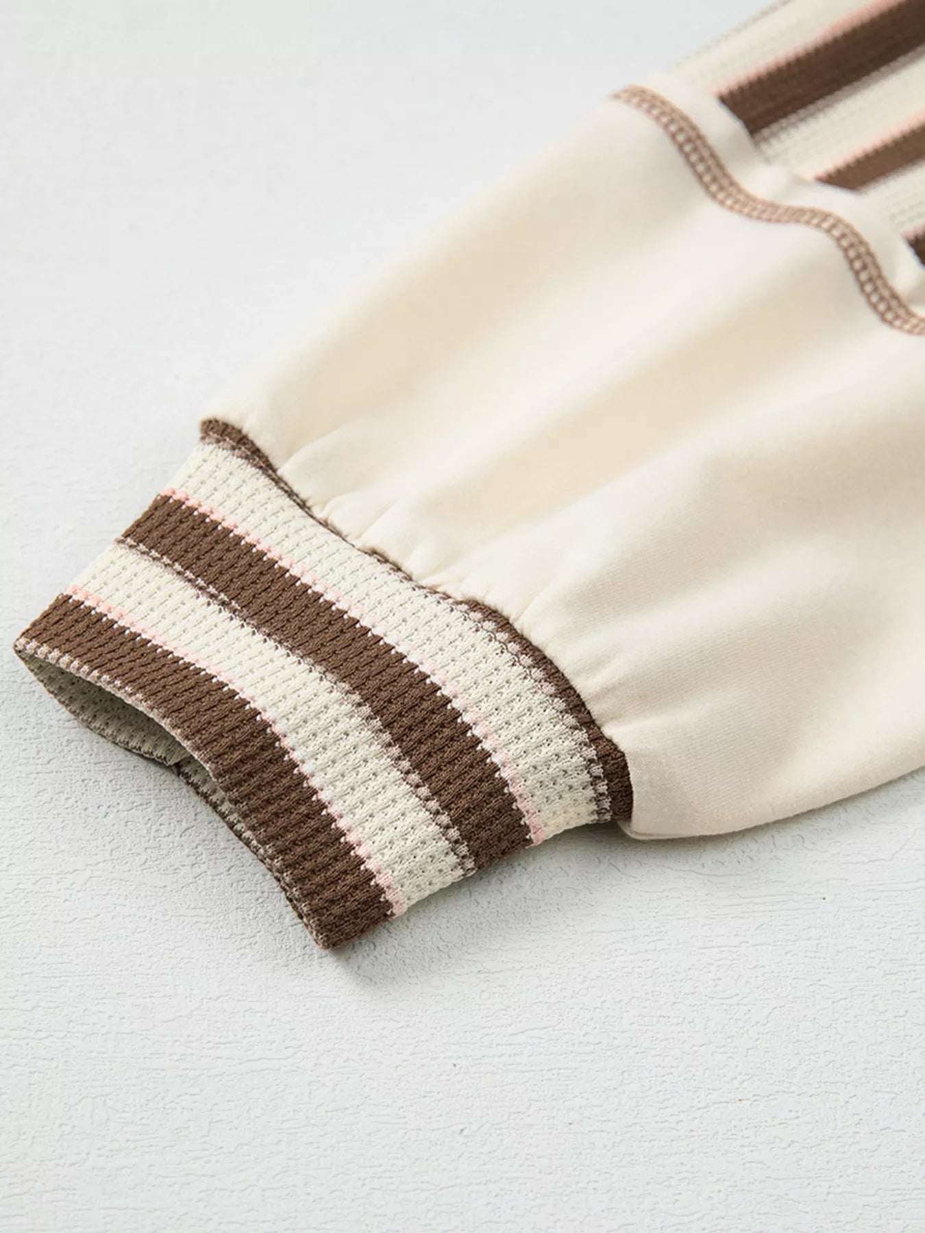 Stripe Stitched Detail Color Block Patchwork Oversized Top Trendsi