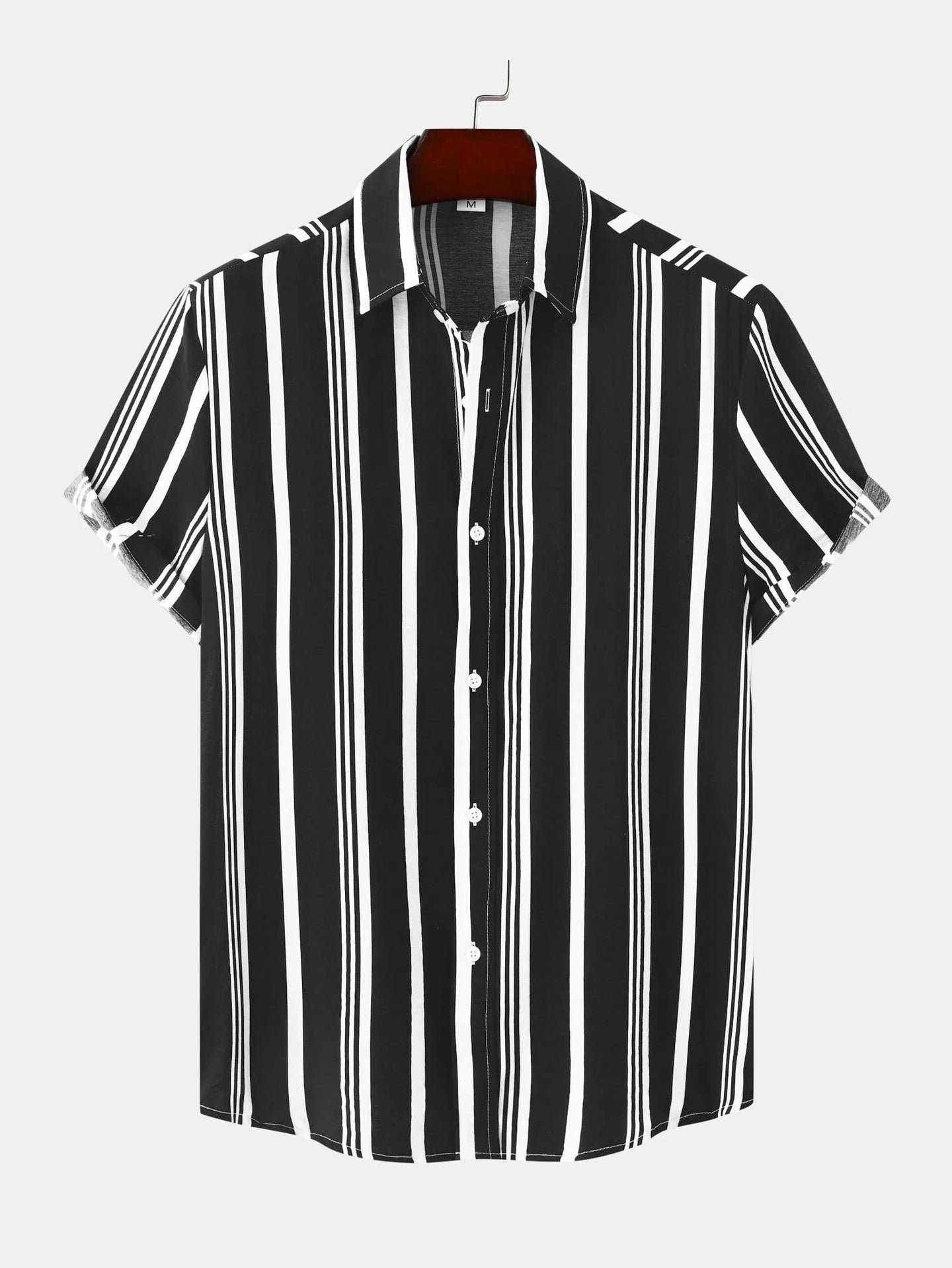 Men's Plus Size Striped Short Sleeve Button-Down Shirt NicholesGifts