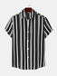 Men's Plus Size Striped Short Sleeve Button-Down Shirt nicholesgifts