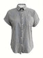 Full Size Striped Button-Up Casual Shirt with Pocket Plus Size nicholesgifts