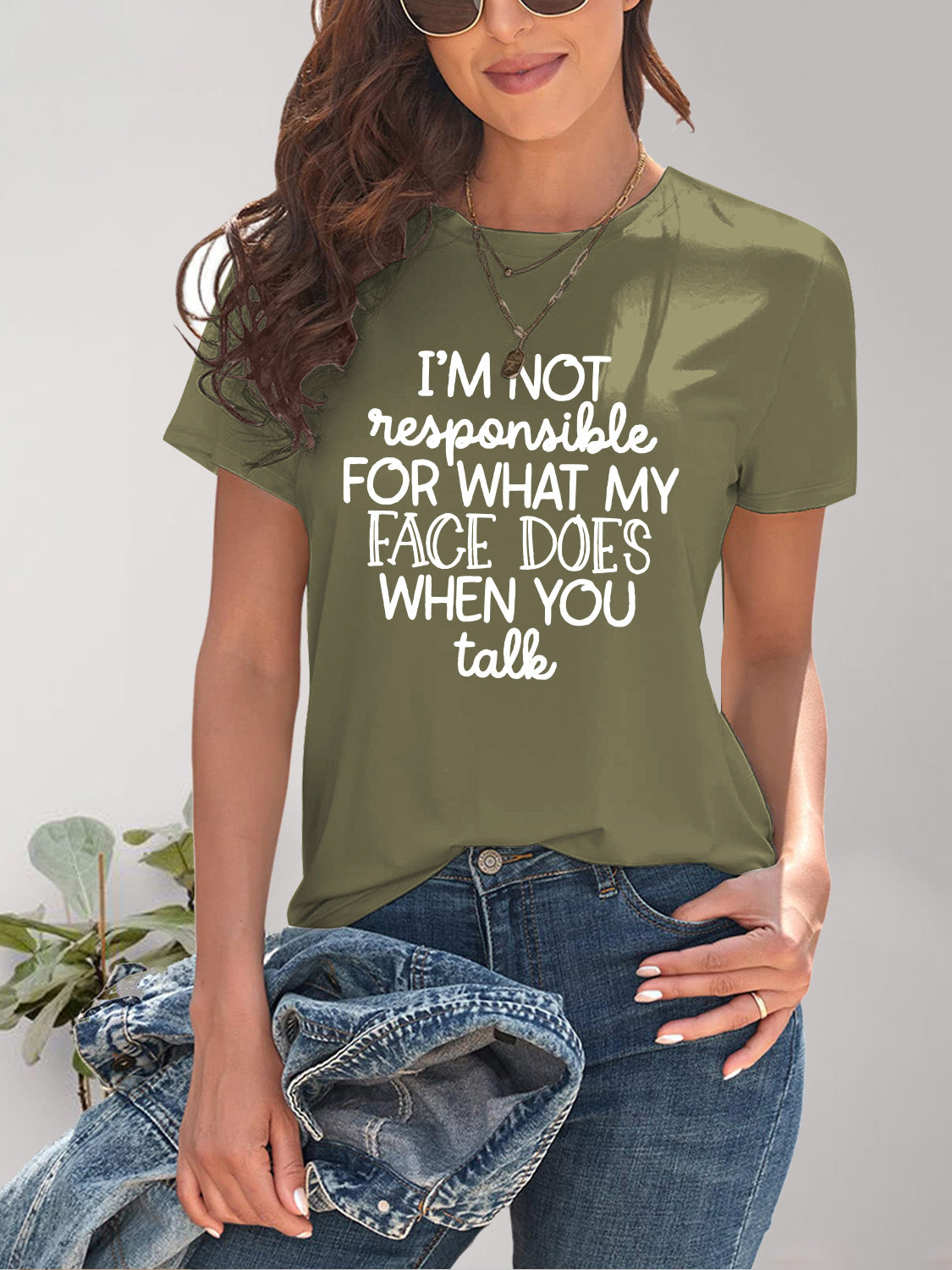 Letter Graphic Round Neck Short Sleeve T-Shirt nicholesgifts