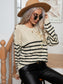 Striped Round Neck Cable-Knit Sweater nicholesgifts