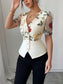 Floral Print V-Neck Button-Up Shirt nicholesgifts