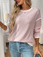 Ribbed Contrast Trim Long Sleeve Top nicholesgifts