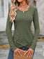Decorative Button Round Neck Long Sleeve T-Shirt nicholesgifts
