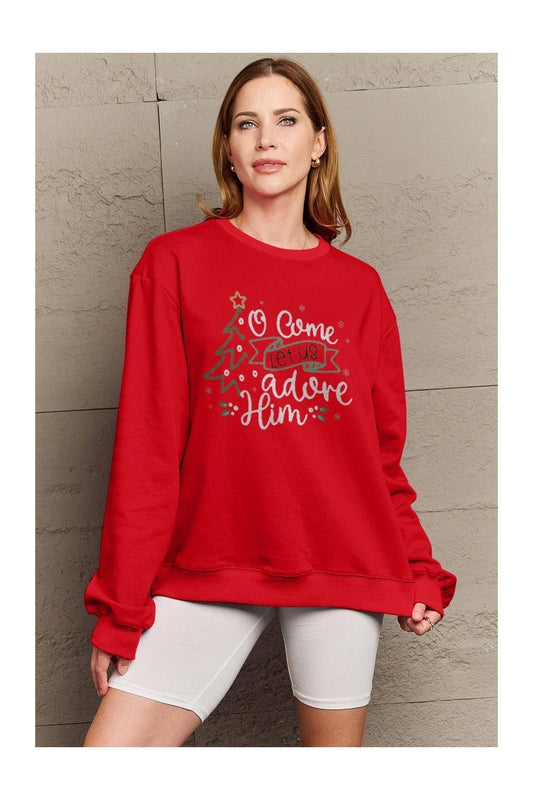 Simply Love Full Size Letter Graphic Long Sleeve Sweatshirt NicholesGifts