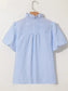 Striped Ruffle Short Bubble Sleeve Shirt nicholesgifts