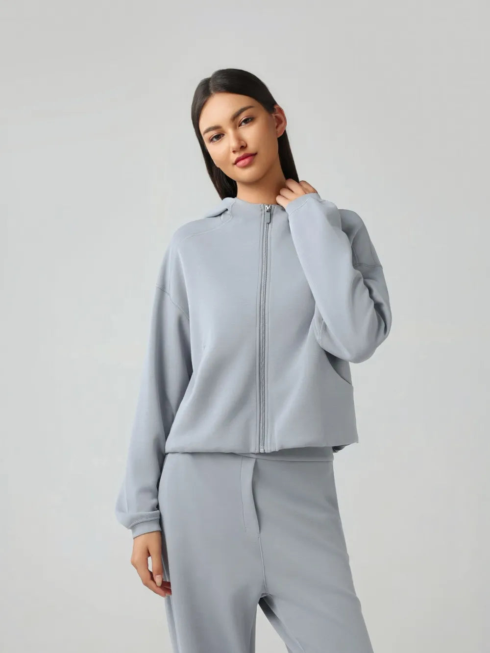 Millennia Zip Up Dropped Shouder Active Hooded nicholesgifts