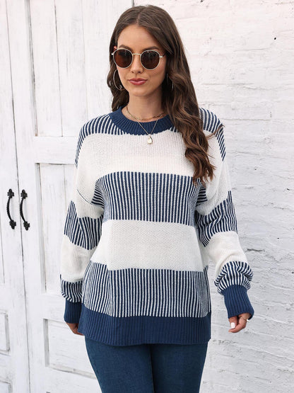 Full Size Round Neck Drop Shoulder Sweater nicholesgifts