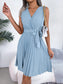 Tied Surplice Sleeveless Pleated Dress nicholesgifts