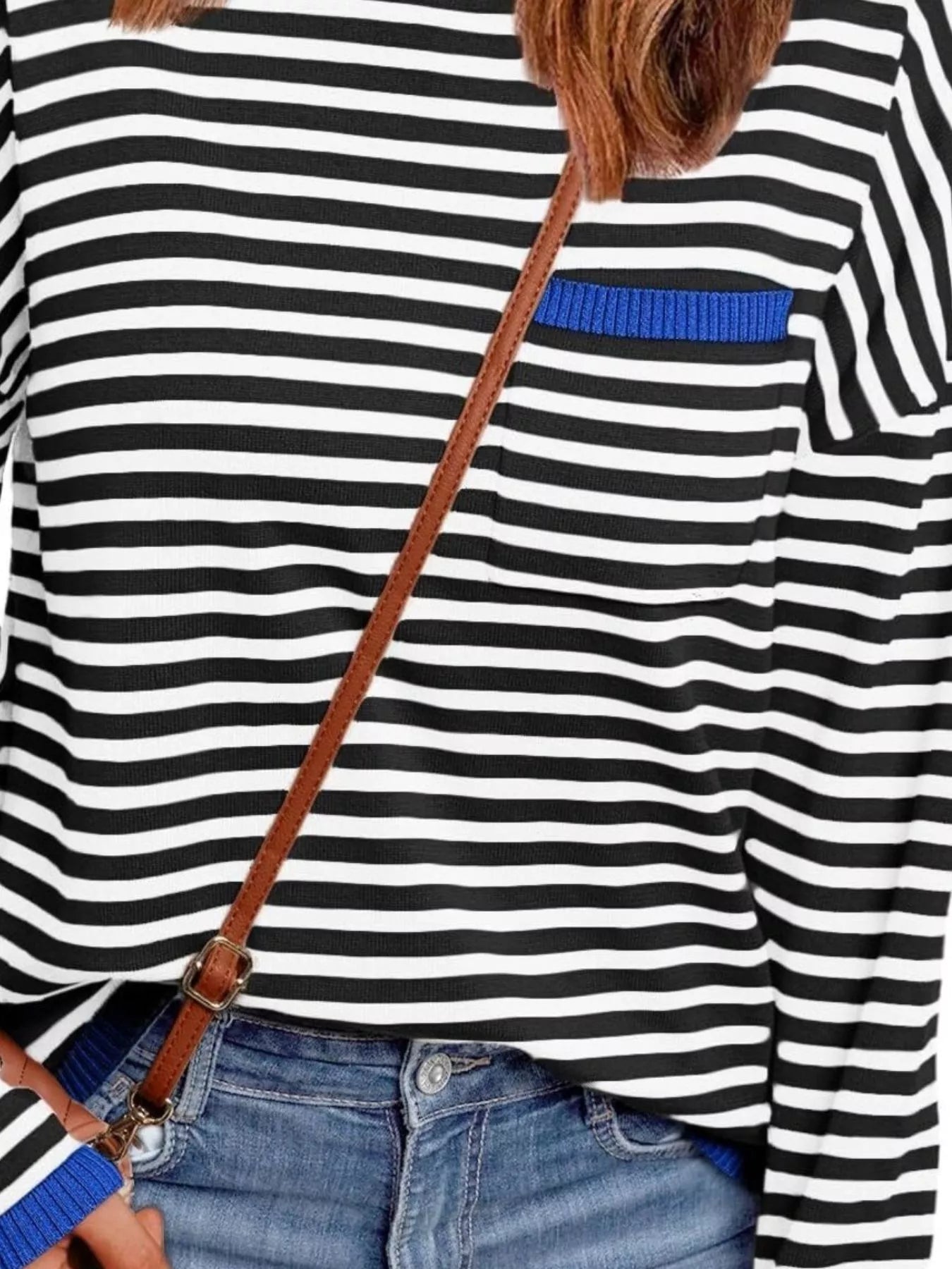 Striped Round Neck Long Sleeve Knit Top
