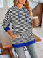 Lovelet Drawstring Striped Long Sleeve Hoodie Trendsi