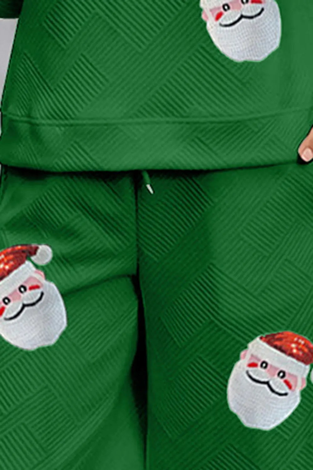 Santa Sequin Round Neck Top and Pants Set NicholesGifts