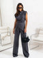 Slit Ruched Top and Wide Leg Pants Set nicholesgifts