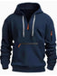 Men's Full Size Half Zip Long Sleeve Hoodie Plus Size nicholesgifts