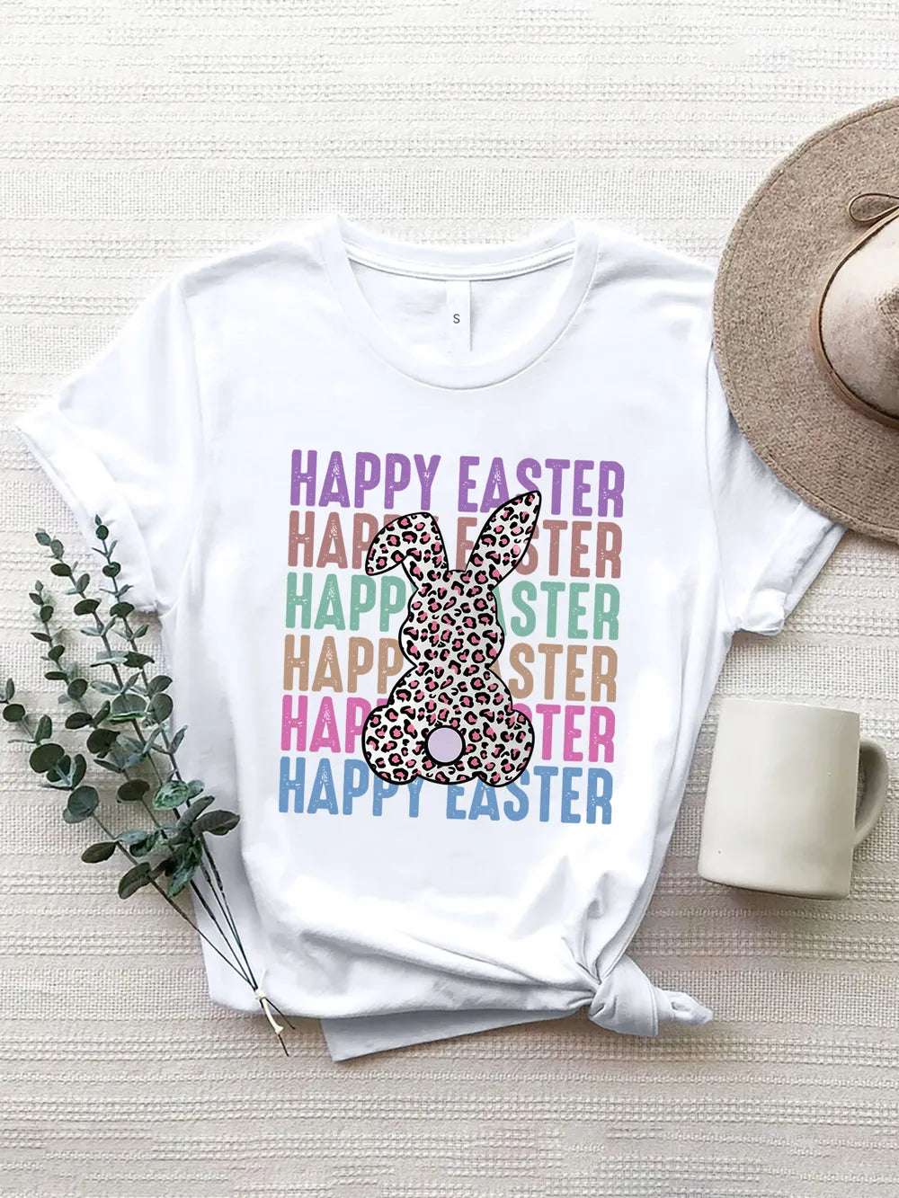 HAPPY EASTER Round Neck Short Sleeve T-Shirt nicholesgifts