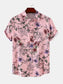 Men's Plus Size Floral Print Short Sleeve Button Down Casual Shirt nicholesgifts