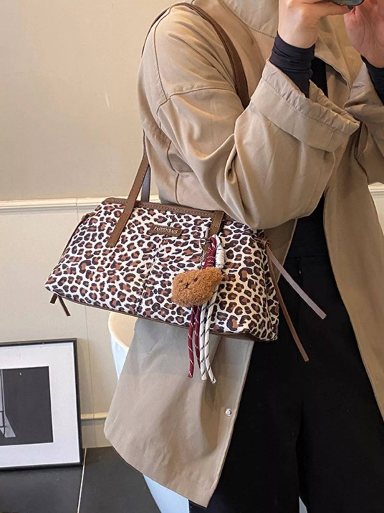 Leopard Adjustable Strap Shoulder Bag nicholesgifts