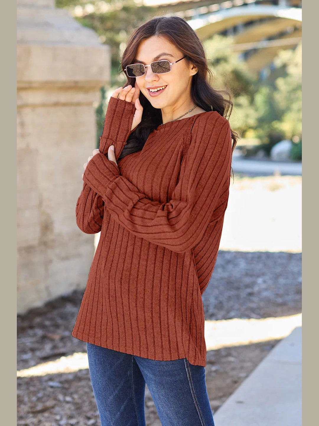 Basic Bae Full Size Ribbed Round Neck Long Sleeve Knit Top nicholesgifts