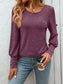 Women Decorative Button Round Neck Long Sleeve T-Shirt nicholesgifts
