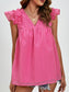 Women Ruched V-Neck Cap Sleeve Blouse nicholesgifts