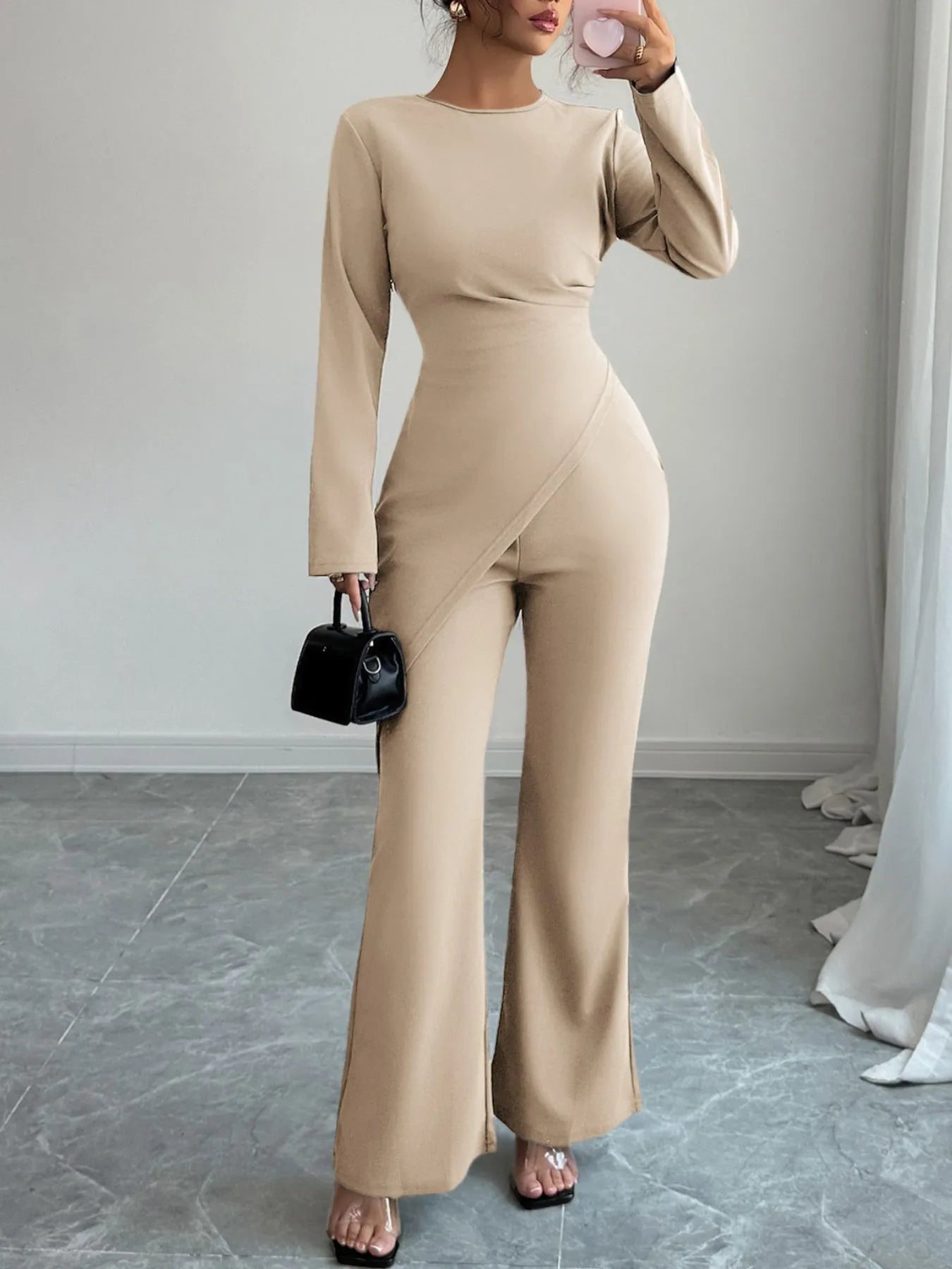 Asymmetric Long Sleeve Top and Pants Set nicholesgifts