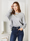 Women Double Take Seam Detail Round Neck Long Sleeve Top nicholesgifts