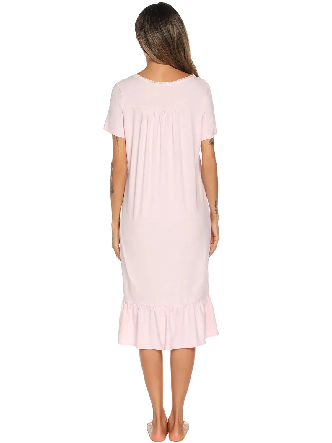 Lace Detail Square Neck Lounge Dress nicholesgifts