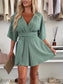 Full Size Surplice Tie Waist Romper Plus Size nicholesgifts