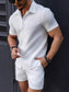 Men's Button Up Short Sleeve Shirt and Shorts Set nicholesgifts