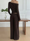 One Shoulder Long Sleeve Top and Pants Set nicholesgifts
