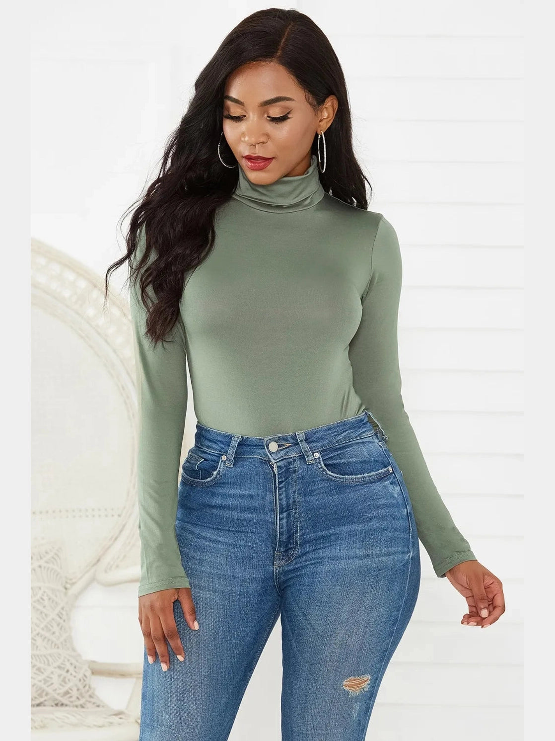 Turtleneck Long Sleeve Bodysuit nicholesgifts