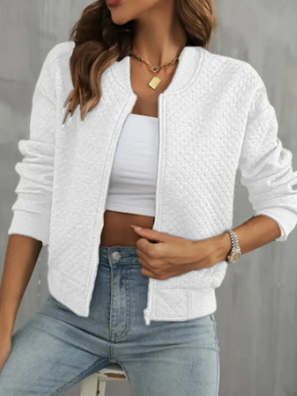 Zip Up Long Sleeve Jacket nicholesgifts